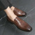 Men's brown snake skin pattern penny slip on dress shoe 04