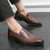 Men's brown snake skin pattern penny slip on dress shoe 03