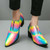 Men's rainbow snake skin pattern top zip slip on dress shoe 10