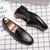 Men's black plain retro curve toe slip on dress shoe 08