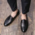 Men's black plain retro curve toe slip on dress shoe 07
