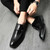 Men's black sewn accents monk strap slip on dress shoe 04