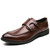 Men's brown sewn accents monk strap slip on dress shoe 01