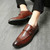 Men's brown sewn accents monk strap slip on dress shoe 08