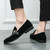 Men's black croc skin pattern monk strap slip on dress shoe 08
