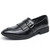 Men's black tassel buckle strap slip on dress shoe 01