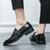 Men's black tassel buckle strap slip on dress shoe 03