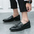 Men's black tassel buckle strap slip on dress shoe 05