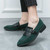 Men's green tassel buckle strap slip on dress shoe 04