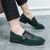 Men's green tassel buckle strap slip on dress shoe 08