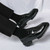 Men's black retro croc skin pattern penny slip on dress shoe 08