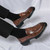 Men's brown retro croc skin pattern penny slip on dress shoe 07