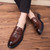 Men's brown tassel on top slip on dress shoe 05