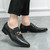 Men's black snake skin pattern metal buckle slip on dress shoe 05