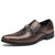 Men's brown snake skin pattern metal buckle slip on dress shoe 01
