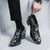 Men's black floral pattern point toe slip on dress shoe 05