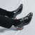Men's black floral pattern point toe slip on dress shoe 06