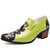 Men's green floral pattern point toe slip on dress shoe 01