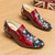 Men's red floral pattern point toe slip on dress shoe 09