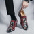 Men's red floral pattern point toe slip on dress shoe 04