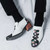 Men's white floral pattern point toe slip on dress shoe 02