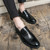 Men's black penny strap slip on dress shoe 04