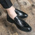 Men's black penny strap slip on dress shoe 05