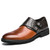 Men's brown monk strap croc skin pattern slip on dress shoe 01