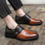 Men's brown monk strap croc skin pattern slip on dress shoe 05