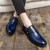 Men's blue monk strap croc skin pattern slip on dress shoe 03