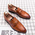 Men's brown retro croc skin pattern penny slip on dress shoe 10