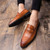 Men's brown retro croc skin pattern penny slip on dress shoe 02