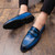 Men's blue retro croc skin pattern penny slip on dress shoe 08