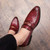 Men's red retro croc skin pattern penny slip on dress shoe 06