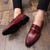 Men's red retro croc skin pattern penny slip on dress shoe 04