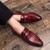 Men's red retro croc skin pattern penny slip on dress shoe 07