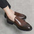 Men's brown urban monk strap slip on dress shoe 04