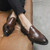 Men's brown urban monk strap slip on dress shoe 05