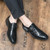 Men's black retro monk strap croc skin pattern slip on dress shoe 02
