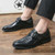 Men's black retro monk strap croc skin pattern slip on dress shoe 0