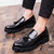 Men's black patent tassel penny strap slip on dress shoe 03