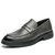 Men's grey retro penny strap slip on dress shoe 01