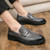 Men's grey retro penny strap slip on dress shoe 04