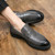 Men's grey retro penny strap slip on dress shoe 05