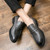 Men's grey retro penny strap slip on dress shoe 08