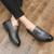 Men's grey retro penny strap slip on dress shoe 09