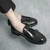 Men's black croc skin pattern monk strap slip on dress shoe 05