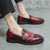 Men's red croc skin pattern monk strap slip on dress shoe 04