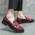 Men's red croc skin pattern monk strap slip on dress shoe 05