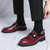 Men's red back buckle strap penny slip on shoe mule 03